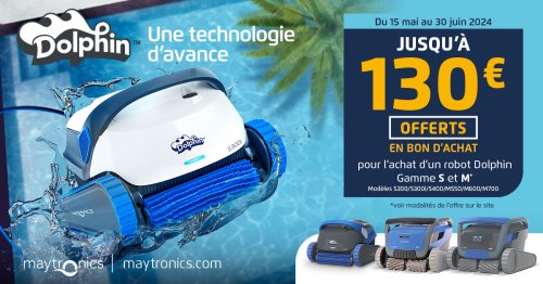 Grand Nettoyage d'Été : Jusqu'à 130€ Offerts en bon d'achat sur les Robots de Piscine Dolphin chez Cristal'In !